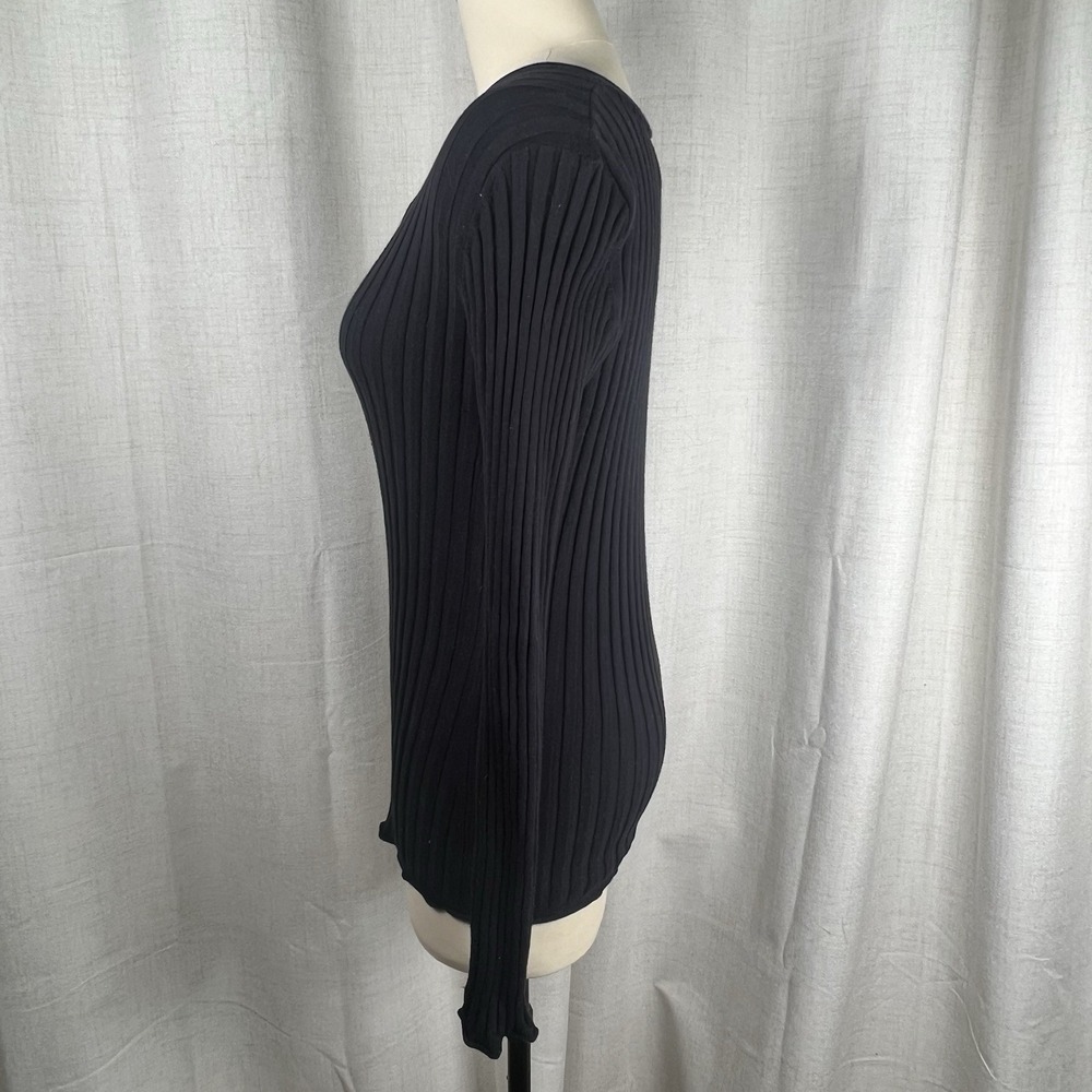 Sundance Living Legend Black Organic Cotton Ribbed Henley Top Large Classic - Picture 4 of 9